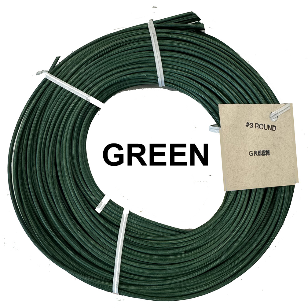 #3 round reed, Green, 1/4 lb coil